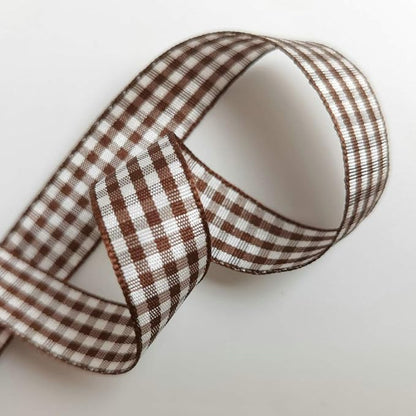 Micomon Brown and White Gingham Ribbon Buffillo Gingham Ribbon 25 Yards Each - Image 7