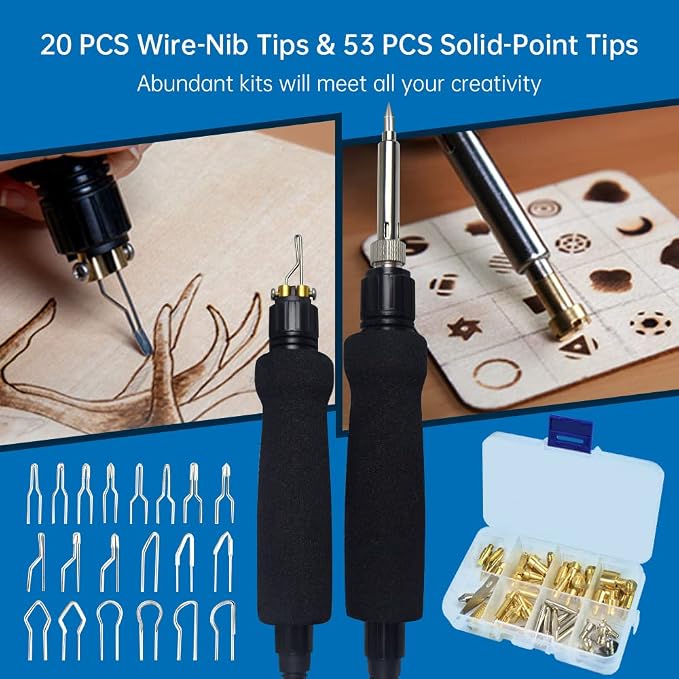 Goodcrafter Pyrography Pen 2-IN-1 Wood Burning Kit 101-IN-1, 200~480°C/Wire-Nib - Image 4