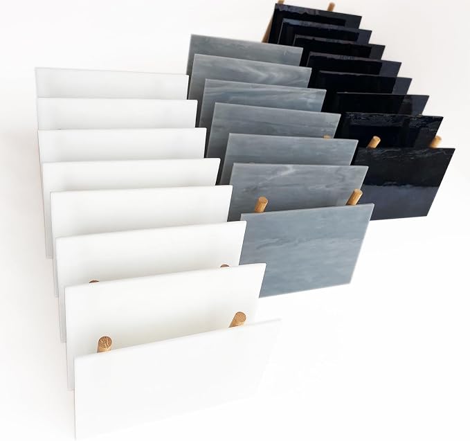 24 Sheets Stained Glass Sheet Black White Gray Collection, 4 X 6 inch Art Glass by PALJOLLY