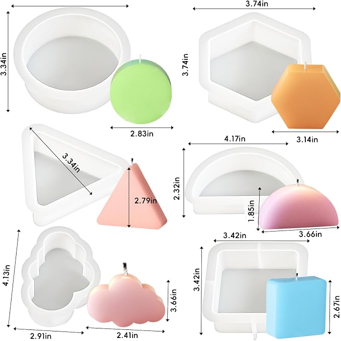 6 Pack Candle Molds for Candle Making, Moldes para Velas, Geometric Figure - Image 2