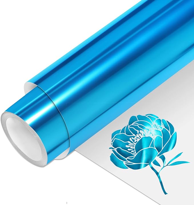 VINYL FROG Metallic Foil HTV Vinyl Roll 12" x5ft Blue Heat Transfer Vinyl by VINYLFROG