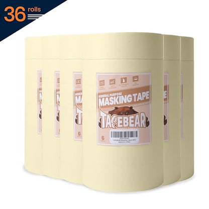 TAPEBEAR General Purpose Masking Tape Beige White 1.41 Inches x 60 Yards - Image 7