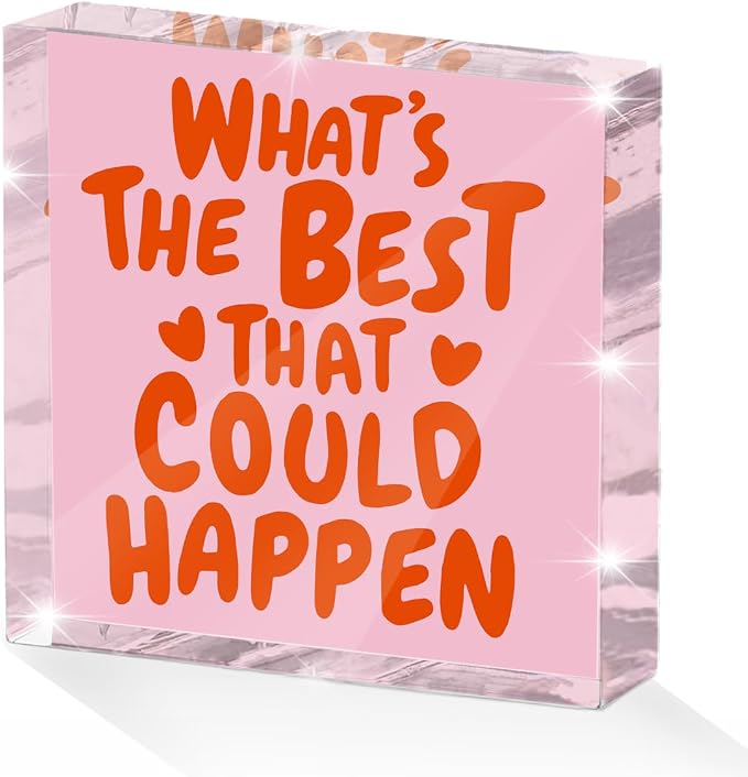 Inspirational Quote Desk Decor Acrylic Sign 4X4 Inch, Positive Affirmation Desk by Unknown