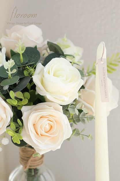 Floroom Artificial Flowers 20pcs Real Looking Ivory High-Centered Foam Fake - Image 6