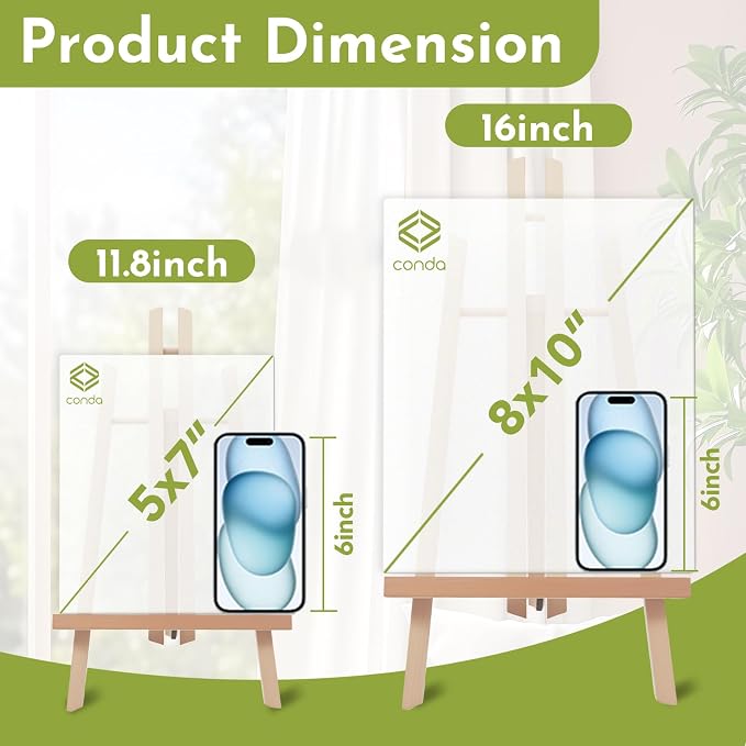 CONDA 8 Pack 16" Tabletop Display Easel, Portable A-Frame Tripod Display Easel - Image 2