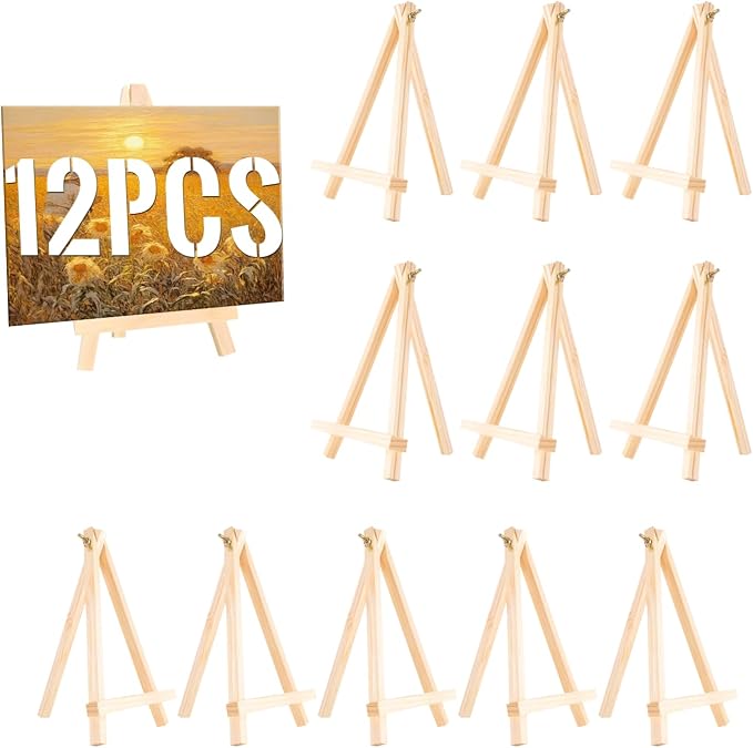 12 Pack Easel for Painting, 9 Inches Easel, Tabletop Painting Canvas Tall Wood by Bershaker