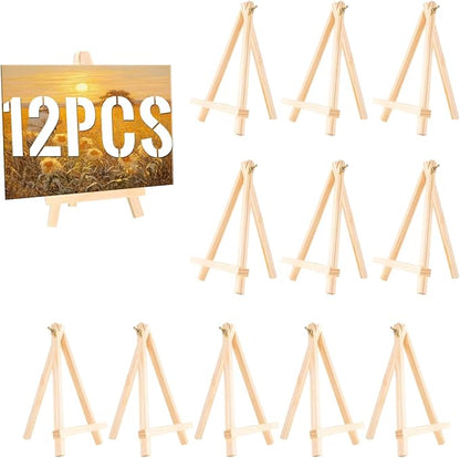 12 Pack Easel for Painting, 9 Inches Easel, Tabletop Painting Canvas Tall Wood by Bershaker