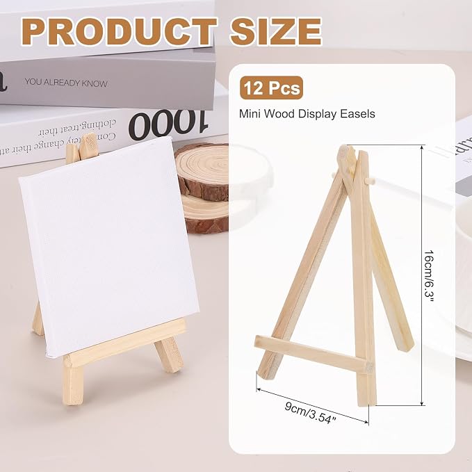 MECCANIXITY Mini Wood Display Easels, 6.3"x3.5"A-Frame Painting Tabletop Easels - Image 2
