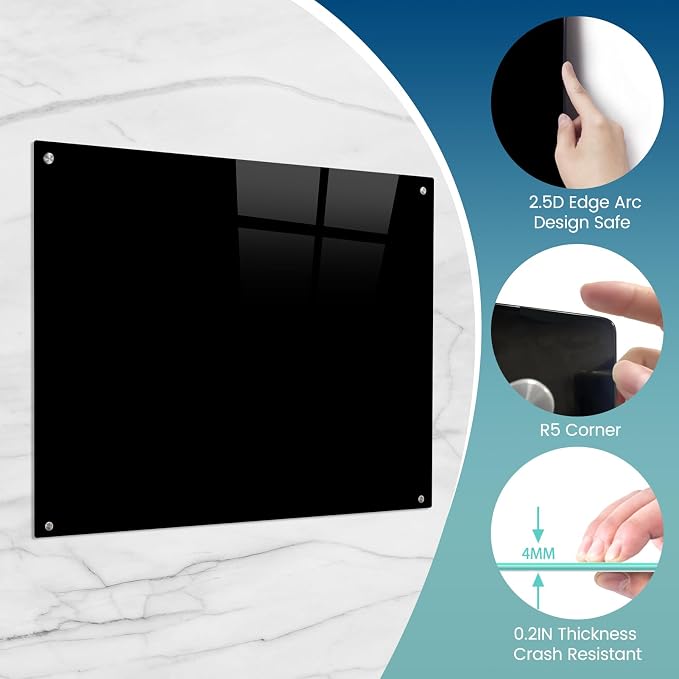 Magnetic Glass Black Board 48"x36" Glass Dry Erase Blackboard Tempered Glass - Image 4