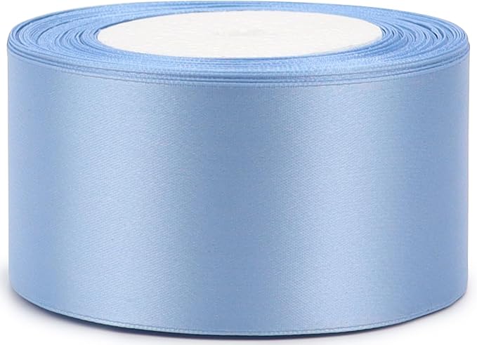 Lake Blue Solid Satin Ribbon 2 Inch 25 Yards Solid Polyester Fabric Ribbon - Image 6