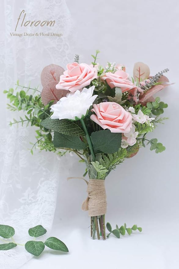 Floroom Artificial Flowers 25pcs Realistic Peach Pink Foam Fake Roses - Image 4