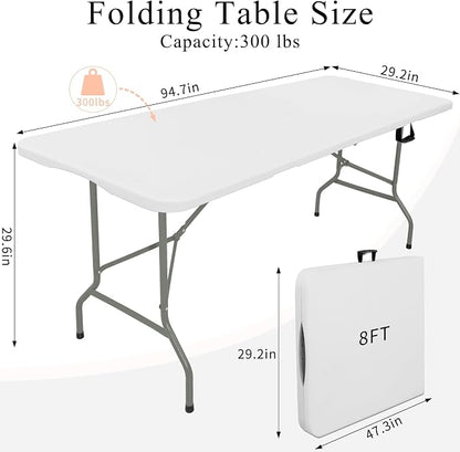 Folding Tables with Carrying Handle Heavy Duty Rectangular Portable Plastic - Image 2