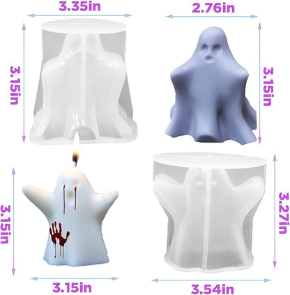 Silicone Candle Molds Set, 2 Pieces Ghost Halloween Molds and 20 Pieces Candle - Image 2
