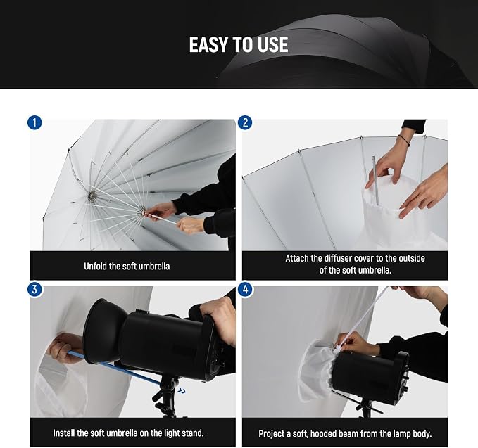 NEEWER 41"/104cm Parabolic Reflective Umbrella Photography - Image 7