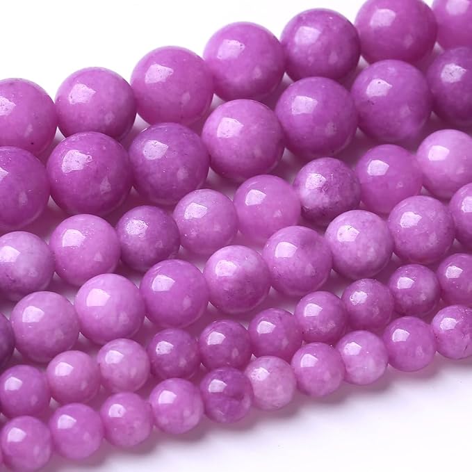 48PCS 8MM Purple Jade Beads Stone Beads Energy Healing Beads by JIANJING