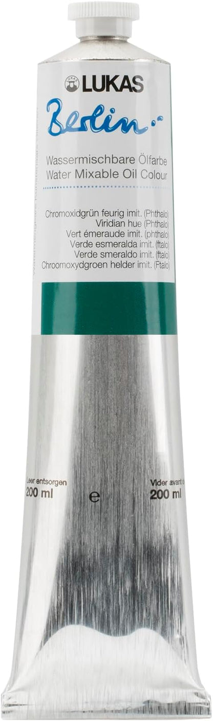Lukas Berlin Pro Artists Water Mixable Oil Paint 200 ml Tube Viridian Hue by LUKAS