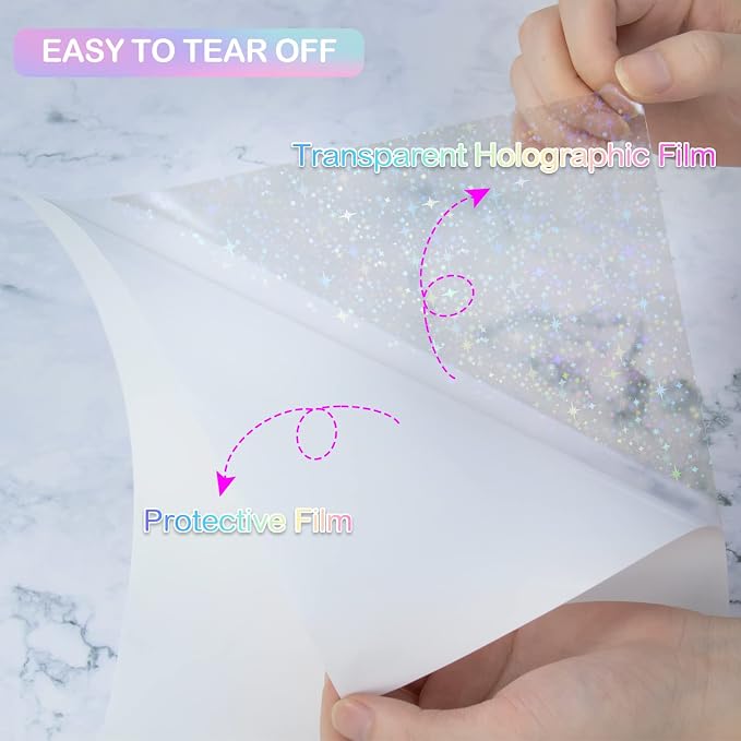 36 Sheets Holographic Sticker Paper Transparent Holographic Laminate Sheets - Image 3