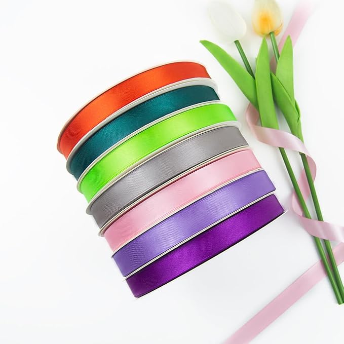5/8 Inch 100 Yards Satin Ribbon Red, Solid Color Fabric Ribbon - Image 9