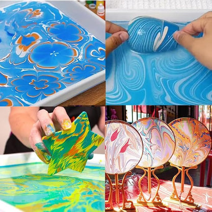 JAJADO 27 Pcs Water Marbling Paint Kit, Water Paint Marbling Ink & Turkish - Image 6