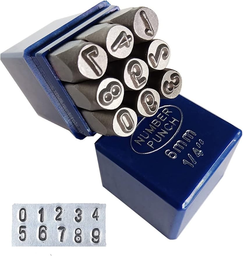 YKLP 1/4" Metal Number Stamps Set, 6mm Steel Number Punch DIY Tool by YKLP