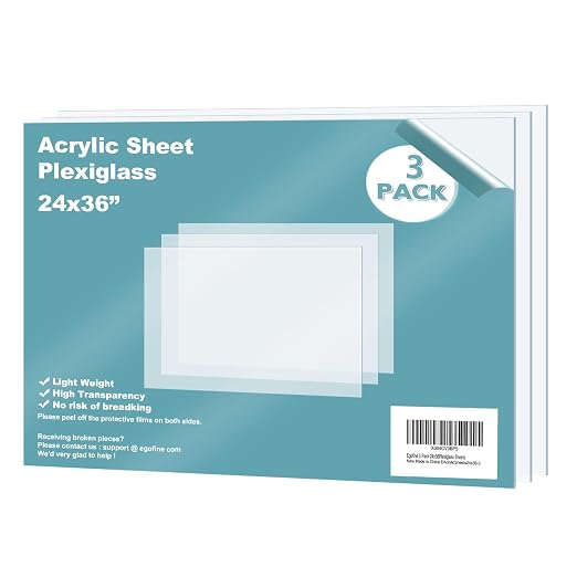 Egofine Plexiglass Sheets Acrylic Sheets 3 Pack of 24x36’’ 0.04 Thick Clear by Egofine