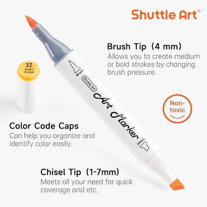 Shuttle Art Pastel Alcohol Markers Brush tip, Dual Tip Brush & Chisel Tip Art - Image 4