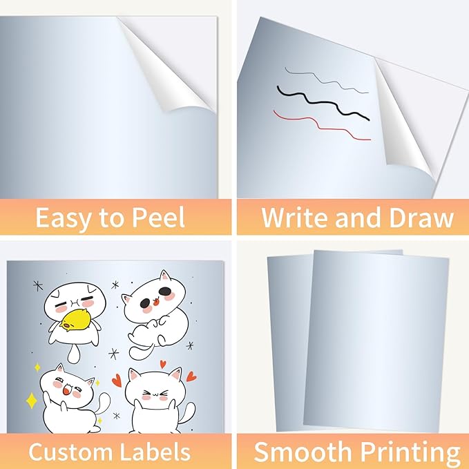 Silver Printable Sticker Paper, 20 Sheets Printable Silver Sticker Paper - Image 4