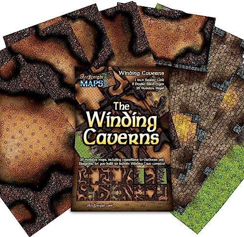 Arcknight The Winding Caverns Roleplaying Battlemaps; 16 Modular RPG Maps in 8 by Arcknight