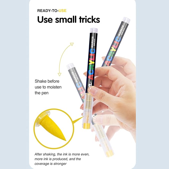 Acrylic Paint Markers Pens, 168 Vivid Colors Acrylic Markers Set, Direct Liquid - Image 5