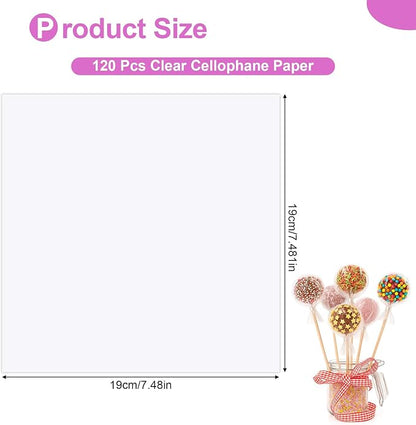 PEASUG 120 PCS Clear Cellophane Wrap, Cellophane Sheets, 7.5x7.5 Inches Cello - Image 2