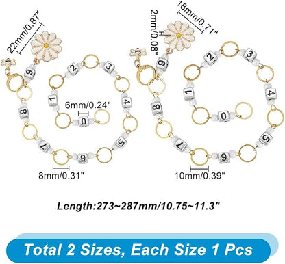 NBEADS 2 Pcs Flower and Bee Knitting Row Counter Chains, Number Beads Acrylic - Image 2