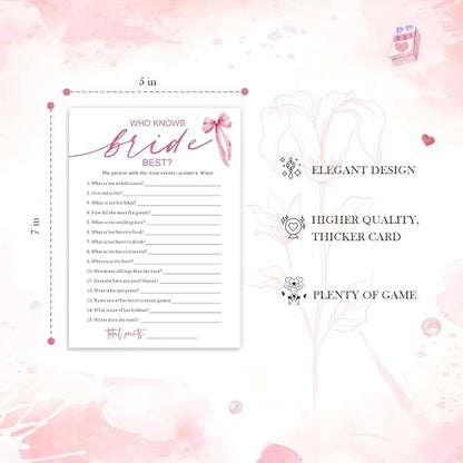 Wedding Shower Games Cards, Who Knows The Bride Best, Bridal Shower Games 25 - Image 2