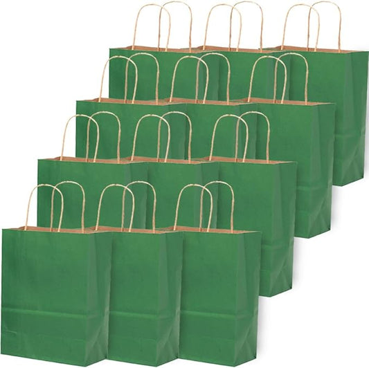 qiqee 32-Packs Deep Green Paper Gift Bags by Qiqee