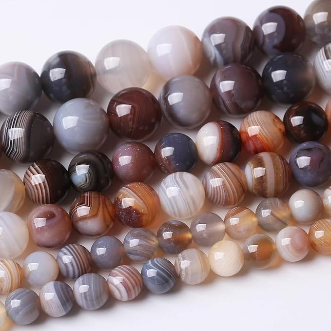 48PCS 8MM Red Coffee Agate Beads-Multicolo Stone Beads Energy Healing Beads by JIANJING