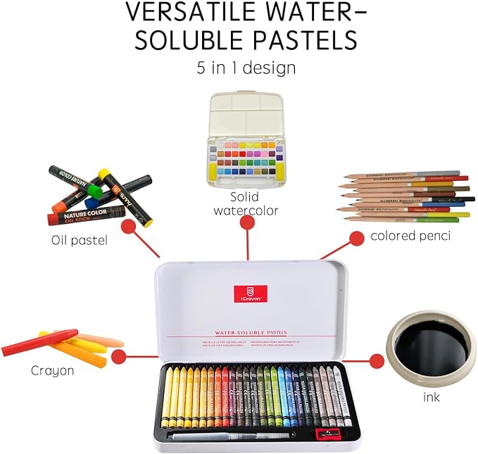 25 Colors Water Soluble Pastels, Watercolor Pastels Set - Image 5
