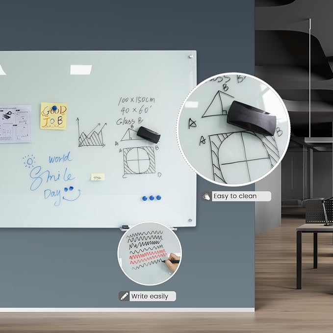Magnetic Whiteboard Glass Writeboard 40"x60" Tempered Glass Dry Erase Board - Image 7