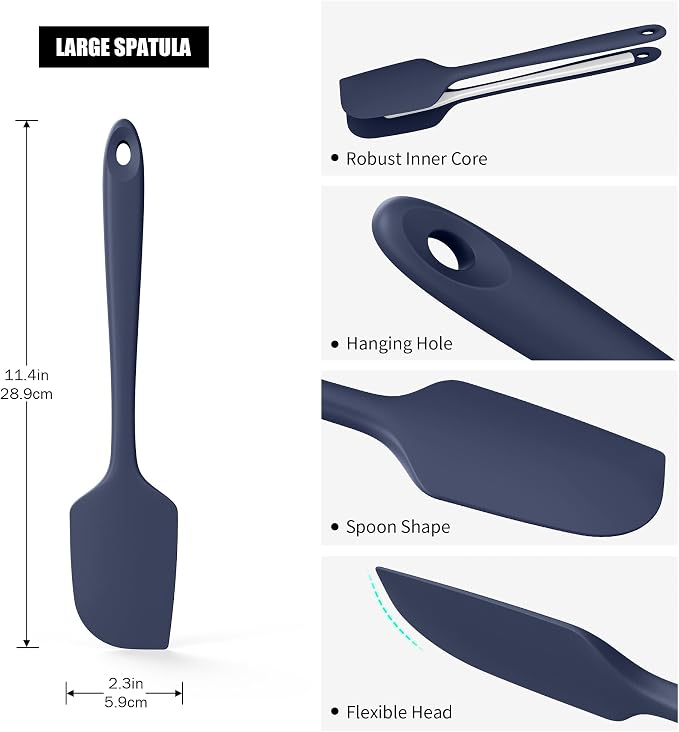 600°F Heat Resistant Silicone Spatula, Doosu High Temp Flexible Kitchen Rubber - Image 2