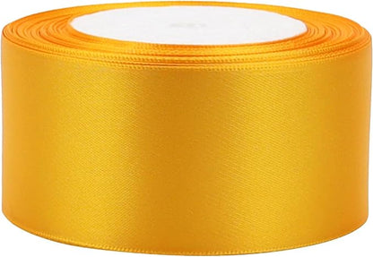 Yellow Solid Satin Ribbon 2 Inch 25 Yards Solid Polyester Fabric Ribbon - Image 6