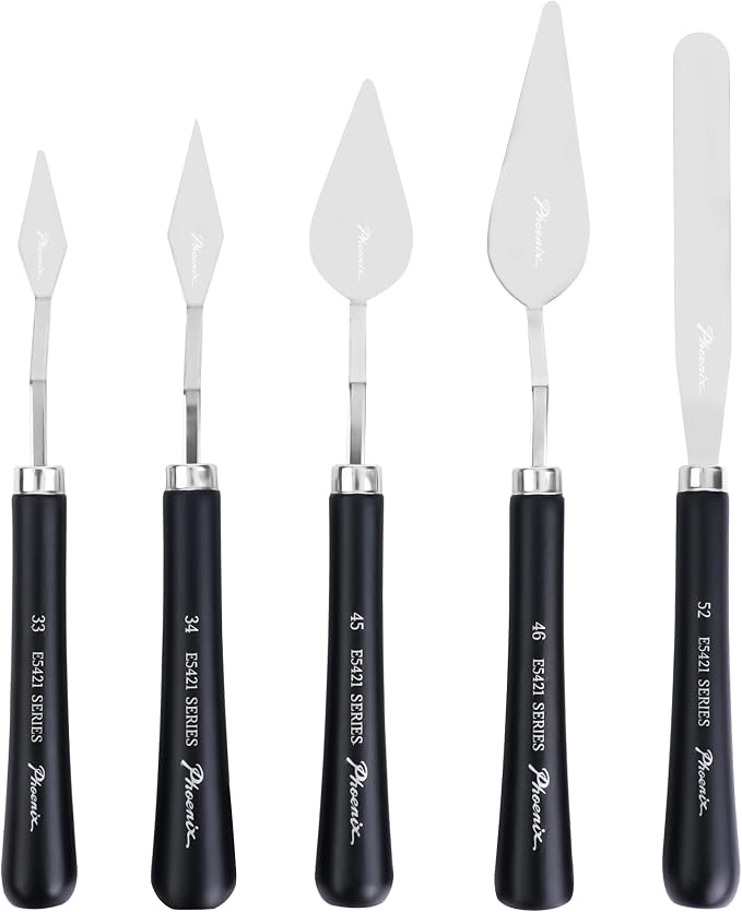 PHOENIX High Flexible Palette Knife Set, 5 Pieces Stainless Steel Painting by PHOENIX