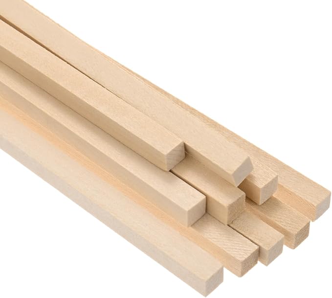 10-Pack Wood Square Dowel Rods, 5/16 x 12 Inch Unfinished Wooden Square Dowel by MMETERXITY