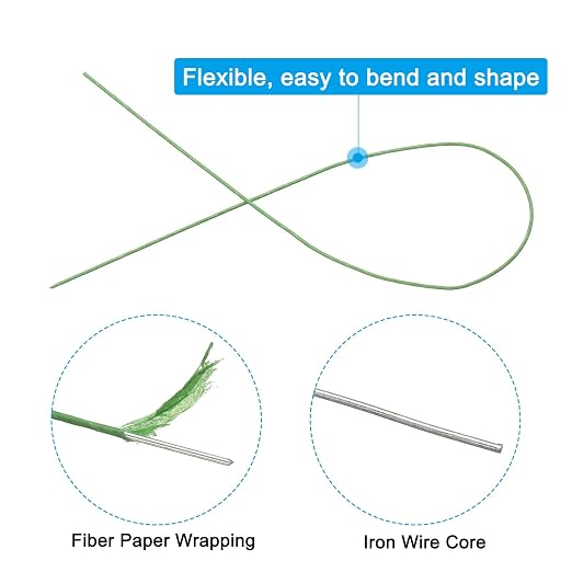 PATIKIL 18 Gauge 16" Floral Stem Wire, Light Green - Image 3