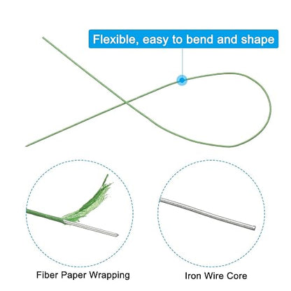 PATIKIL 18 Gauge 16" Floral Stem Wire, Light Green - Image 3