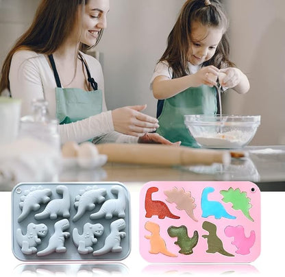 2 Pack Cute Dinosaur Silicone Molds 3D Dinosaur Themed Baking Mould Tray DIY - Image 3