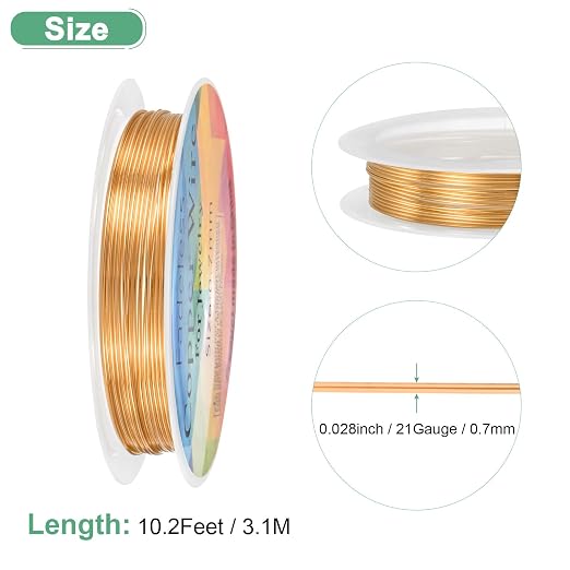 0.7 mm/21 Gauge Copper Wire for Jewelry Making, 10.2FT Copper Beading Craft - Image 3