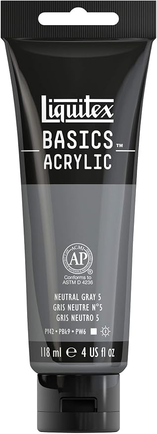 Liquitex BASICS Acrylic Paint, 118ml Tube, Neutral Gray Value 5 by Liquitex