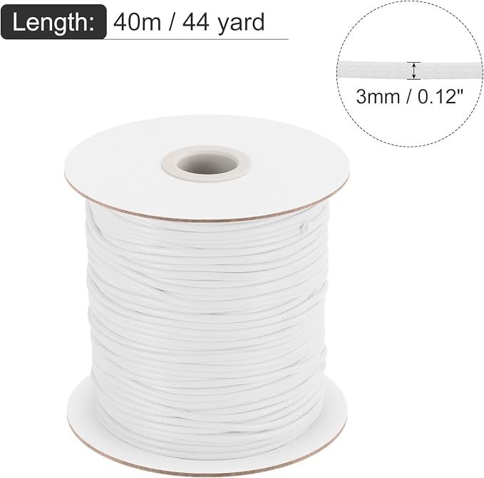 MECCANIXITY Waxed Cord 3mm Waxed Polyester Cord 44 Yard Wax String - Image 2