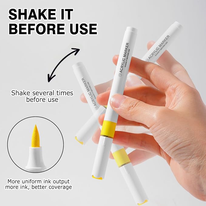 ROSYMENG 9 Color Acrylic Paint Pens, Quick-Drying Waterproof Acrylic Paint - Image 6