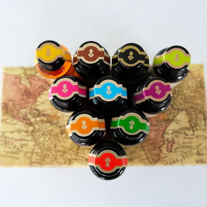 GC QUILL Dip Pen Ink, 10 Colors Fountain Dip Pen Ink Set Non-Carbon Drawing - Image 3