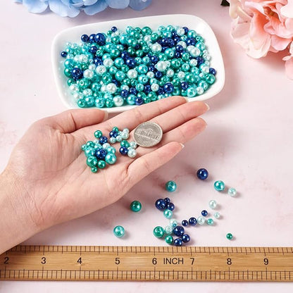 1840Pcs 4/6/8mm Glass Pearl Beads Pearlized Beads Multi Colors Round Spacer - Image 3