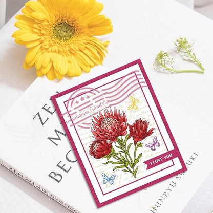 ORIGACH Realistic Protea Cynaroides Flower Layering Stencil Stamp and Die Set - Image 4
